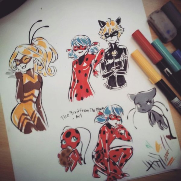 Леди баг маркерами