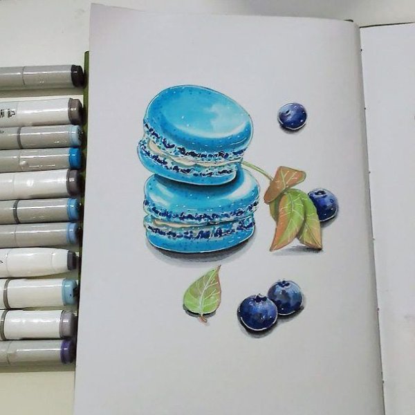 Скетч маркерами макарунс