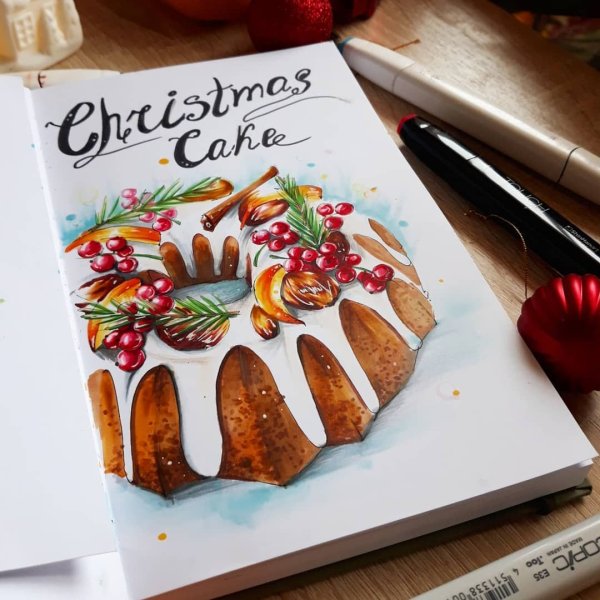 Новогодние сладости маркерами