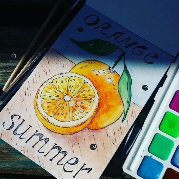 Апельсин маркерами