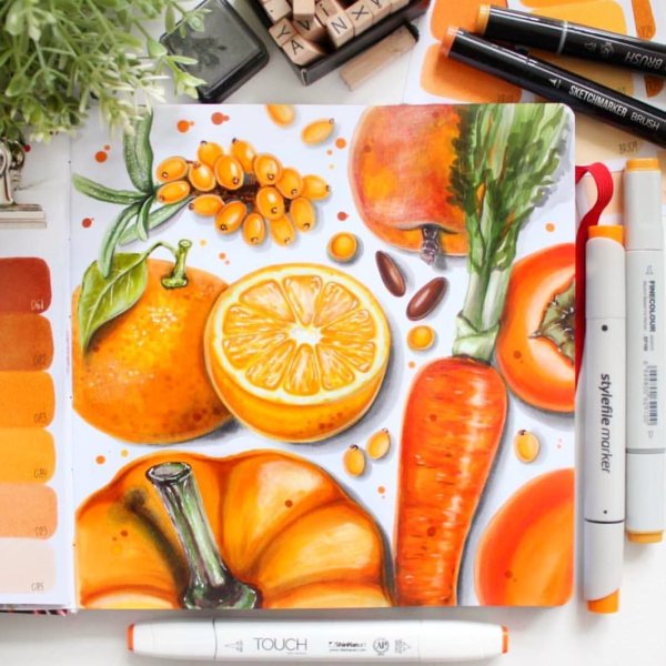 Скетч фуд маркерами