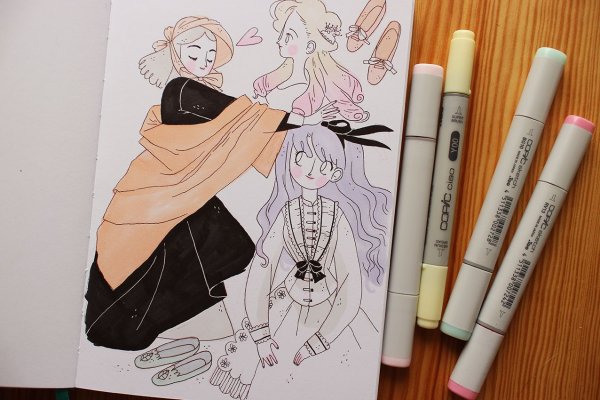 Рисунки в скетчбук фломастерами