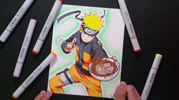 Наруто фломастерами
