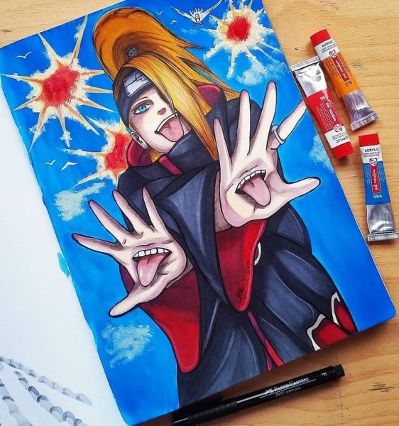 Наруто фломастерами