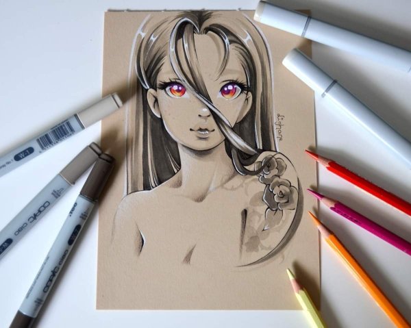 Наруто Узумаки рисунок фломастерами