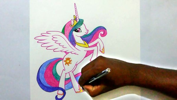 Рисунок принцесса Селестия фломастерами