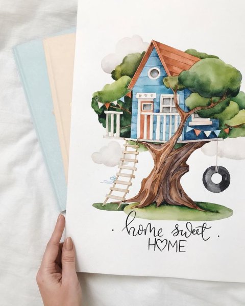 Рисунки маркерами простые домик рукоделья