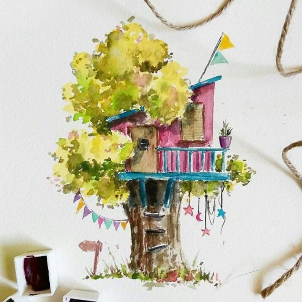 Домик карандашом