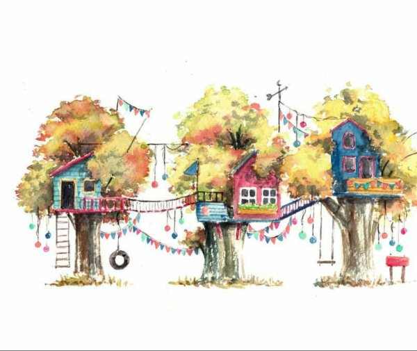 Домик акварель