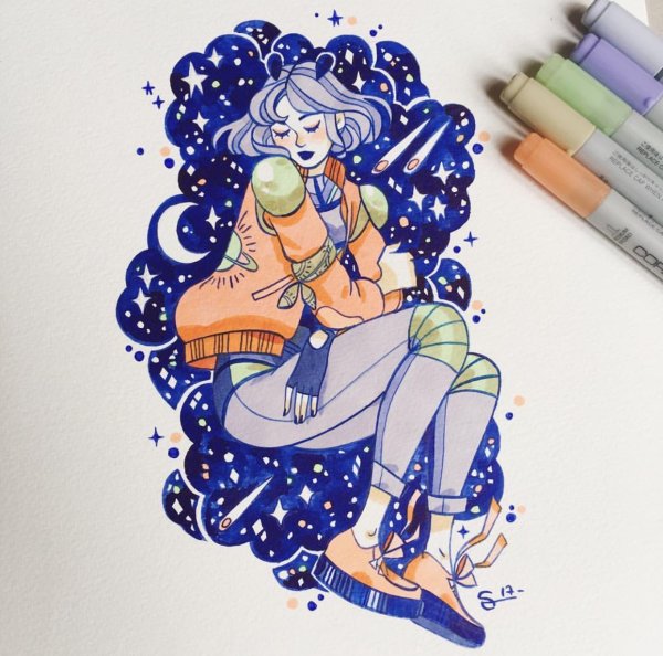 Рисунки в скетчбуке космос