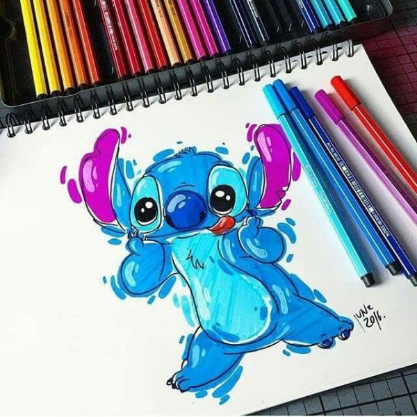 Рисунки Стича маркерами для начинающих