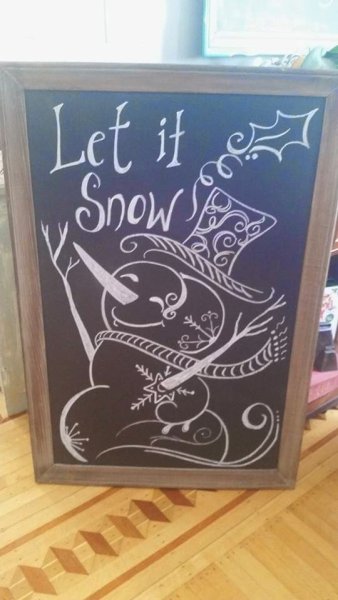 Новогодняя елка мелом на доске