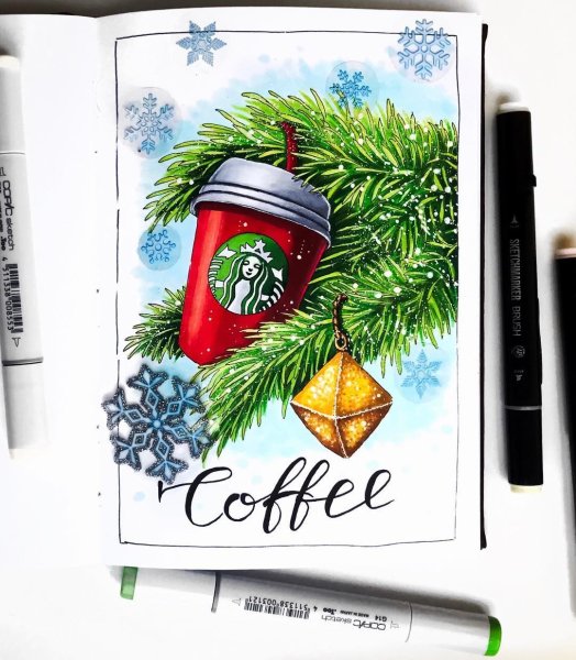 Новогодние рисунки фломастерами