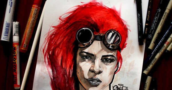 Портрет спиртовыми маркерами