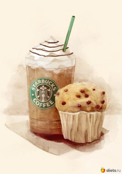 Кофе Старбакс акварелью