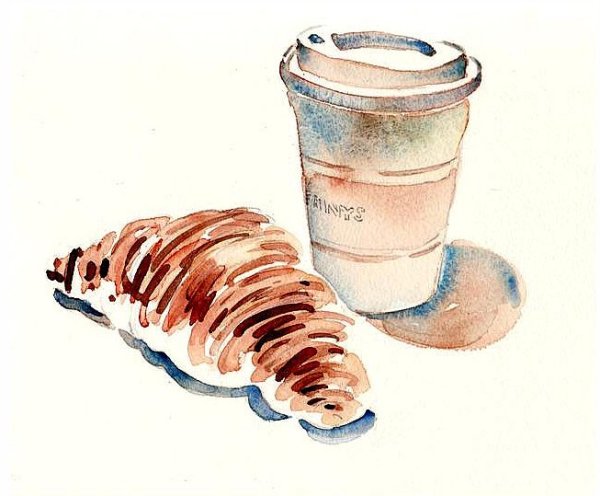 Круассан акварелью