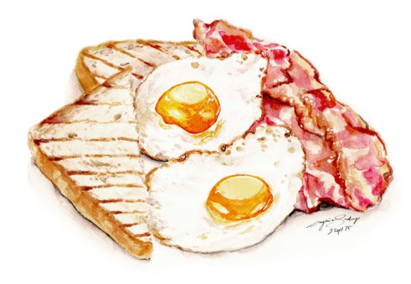 Яйца блюда акварель