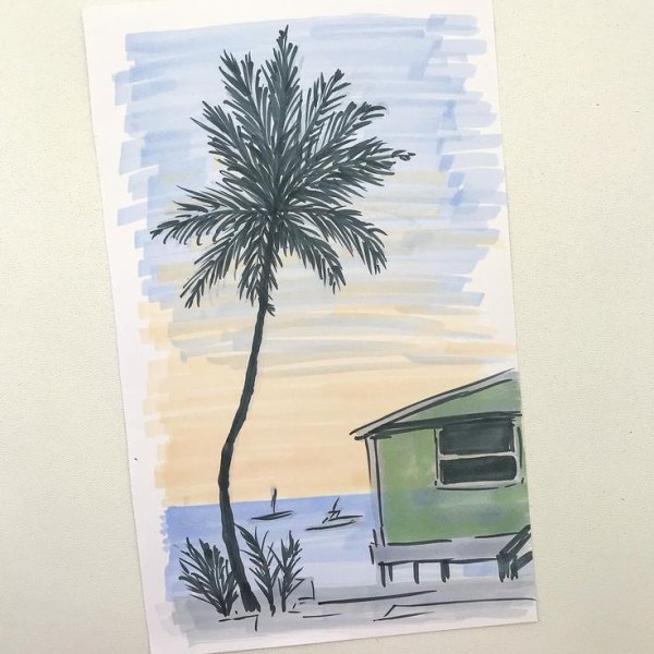 Пейзаж спиртовыми маркерами