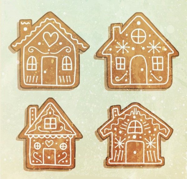 Пряничный домик цветными карандашами