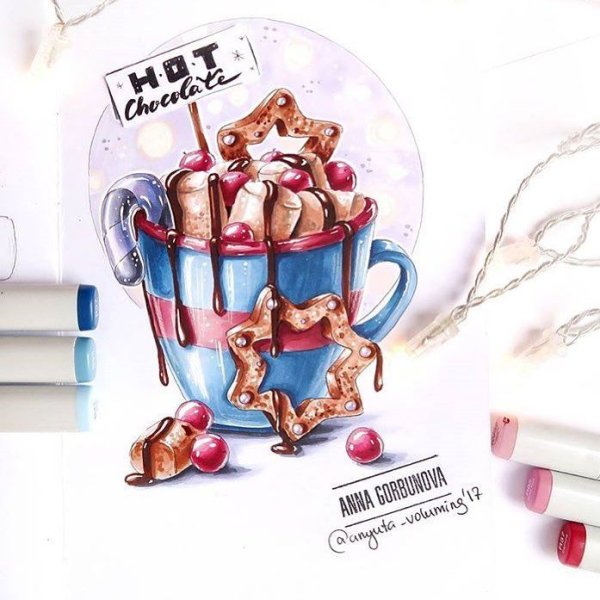 Какао маркерами