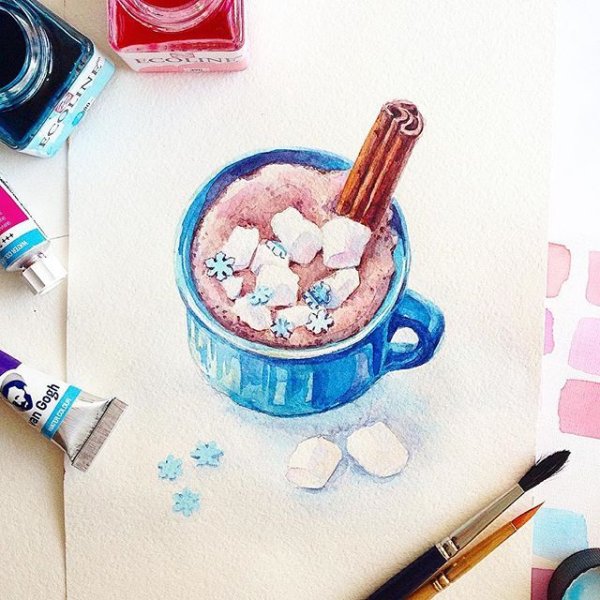 Маршмеллоу акварель