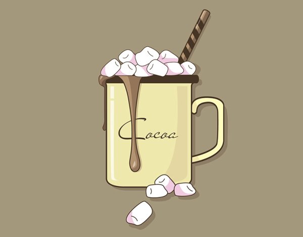 Какао с маршмеллоу иллюстрация