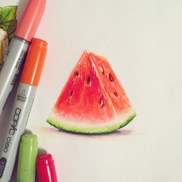 Арбуз скетч маркерами