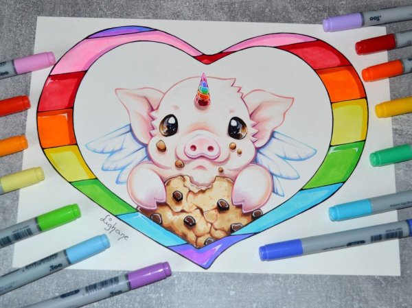 Лиса скетч маркерами