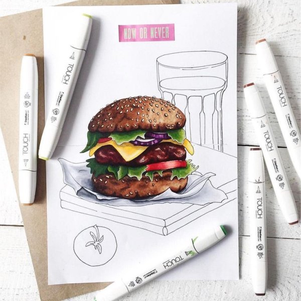 Скетчи маркерами для начинающих