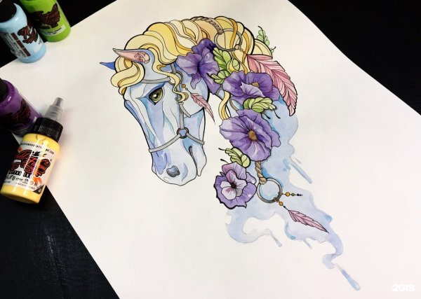 Лошадь скетч маркерами