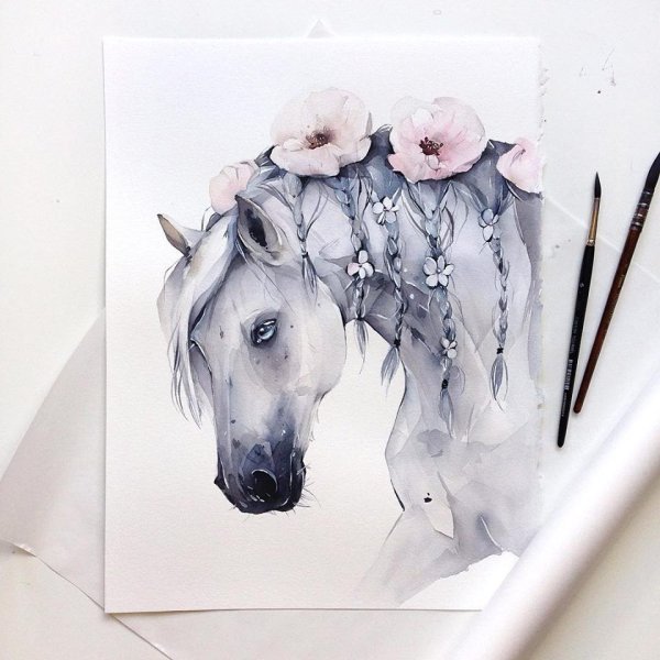 Лошадь маркерами