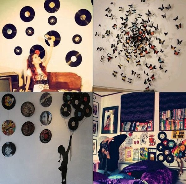 Комната с пластинками на стене