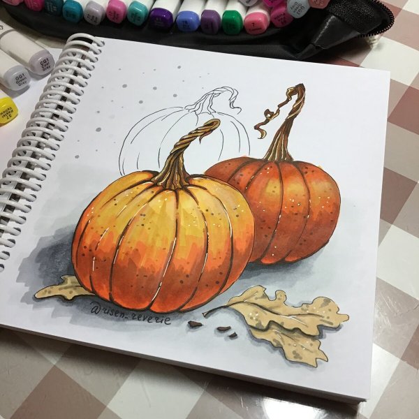 Скетчи маркерами Хэллоуин