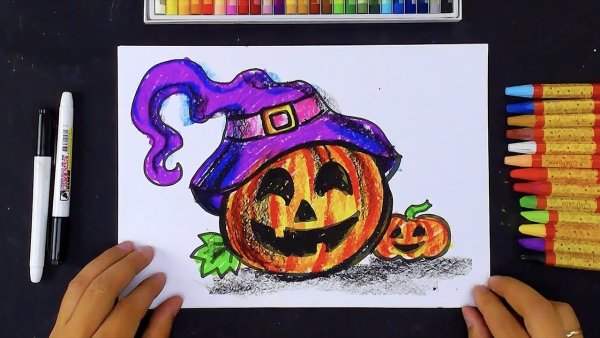Рисунок фломастерами для Хэллоуина для детей