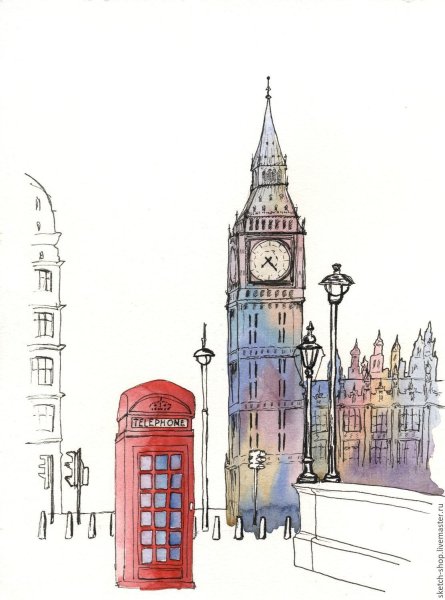 Англия Биг Бен рисунок