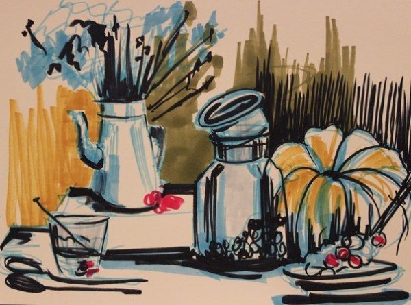 Декоративный натюрморт маркерами