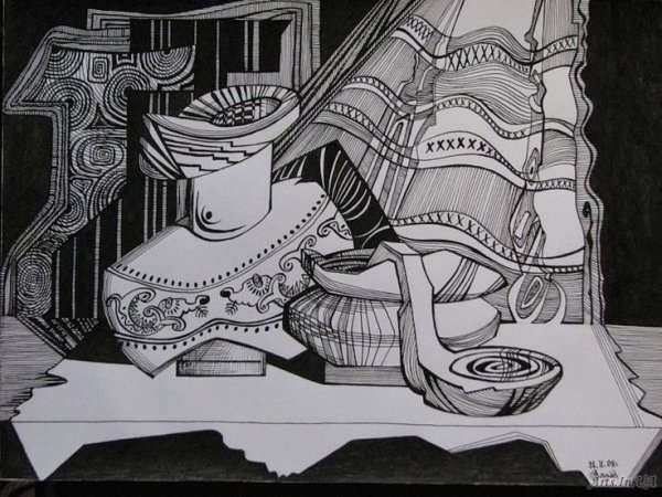 Стилизованные натюрморты в графике