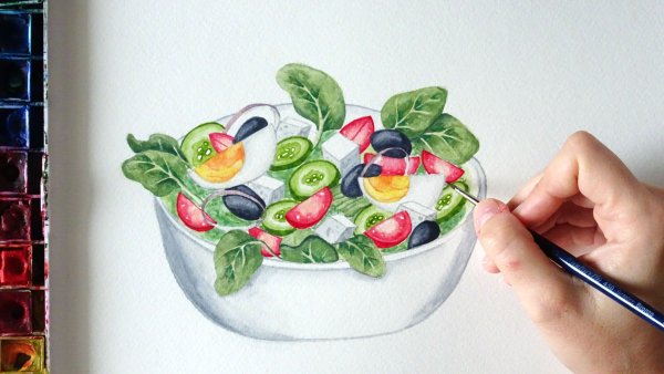 Овощной салат акварель