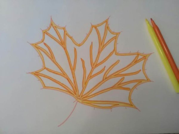 Листики рисунок фломастерами