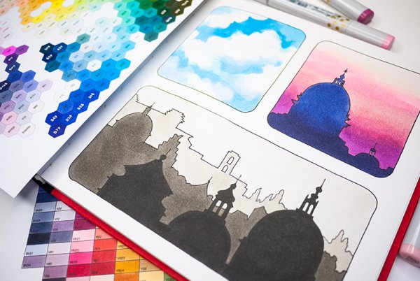 Акварель и фломастеры