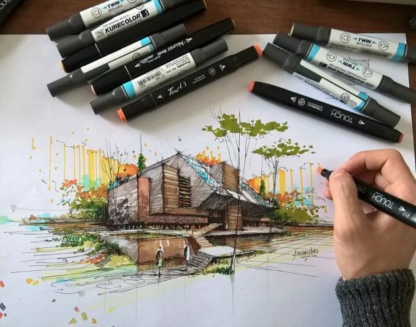 Пейзажи для рисования маркерами