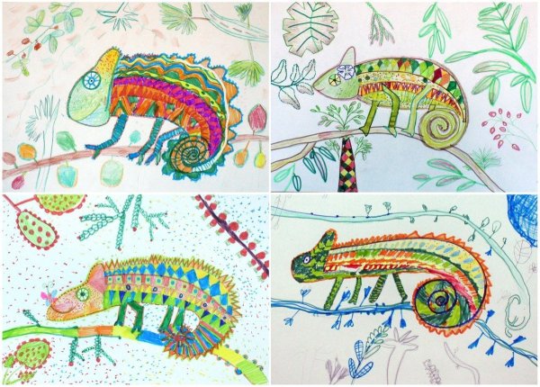 Рыба кит папа рисует динозавров