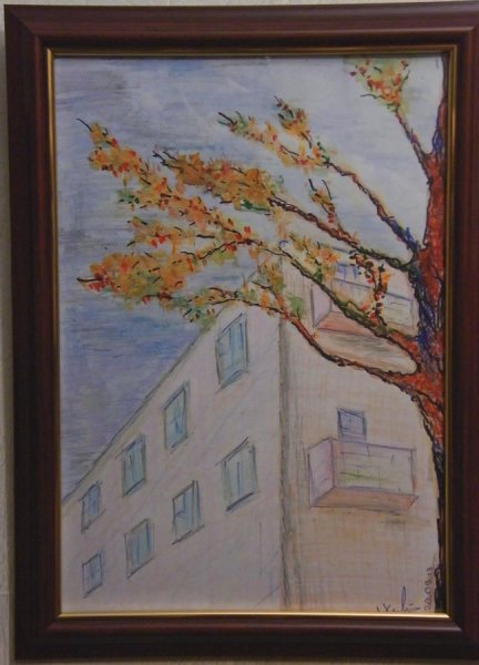 Пейзаж осени фломастерами