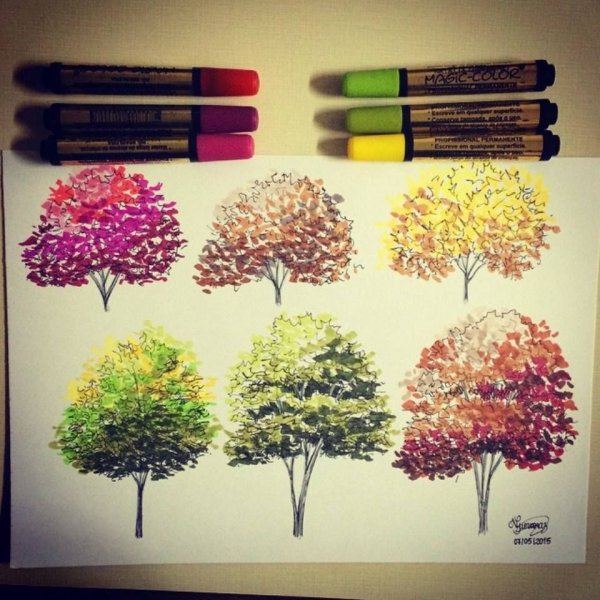 Дерево фломастерами