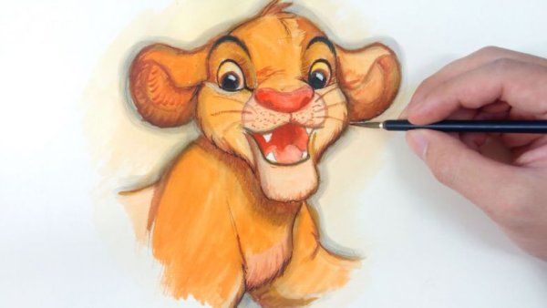 Симба карандашом цветной