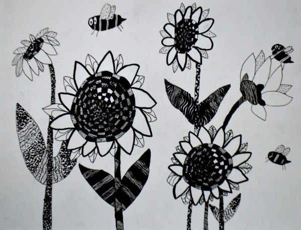 Рисование черной гелевой ручкой для детей