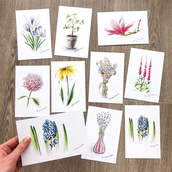 Скетчинг маркерами растения