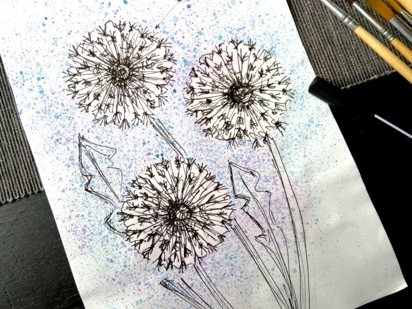 Рисование одуванчики втулками