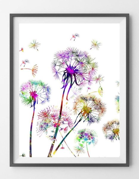 Ботаническая живопись одуванчик