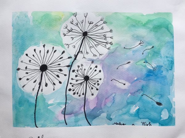 Рисование с малышами одуванчик